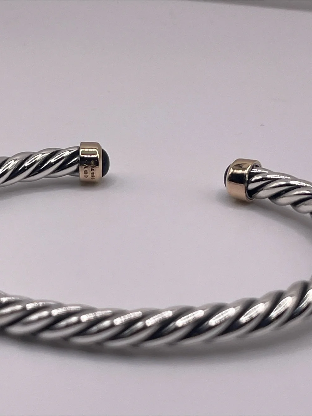 David Yurman Cable Cuff Bracelet with 18K Yellow Gold and Black Onyx, 6mm